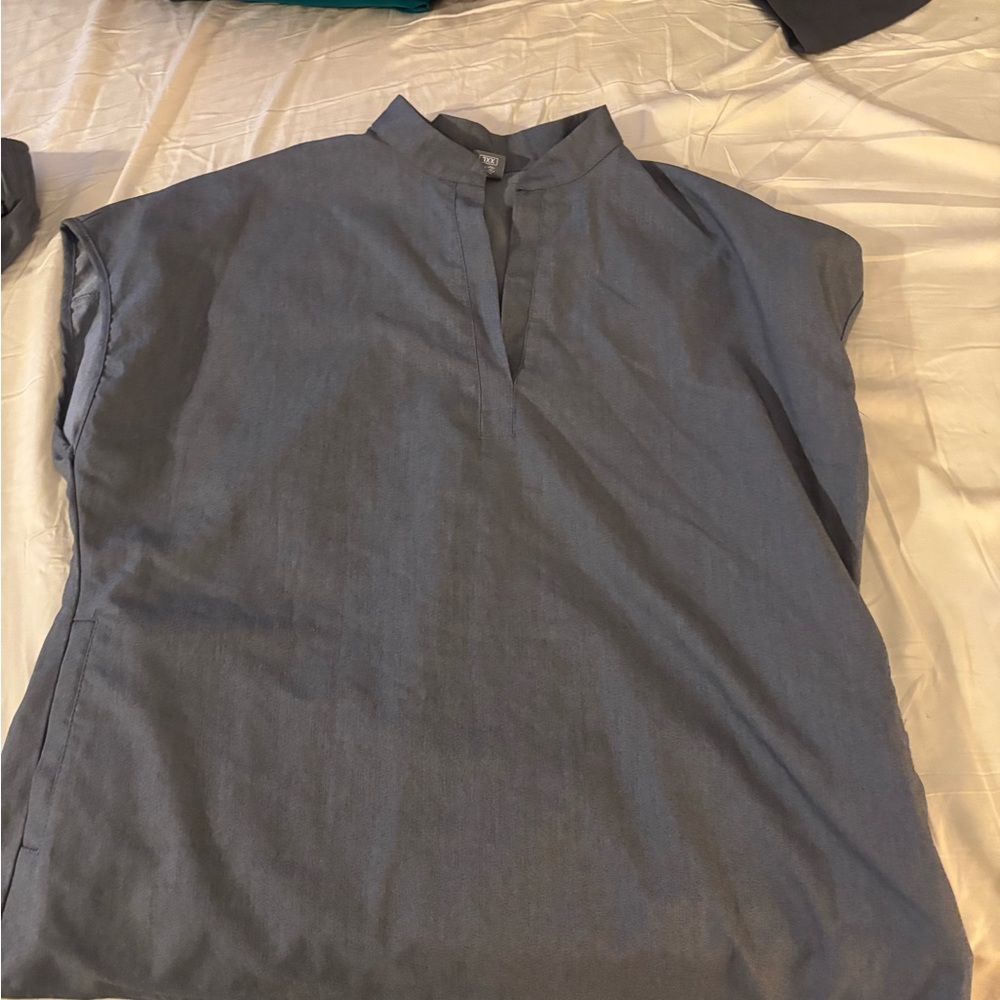 Gray V-Neck Blouse